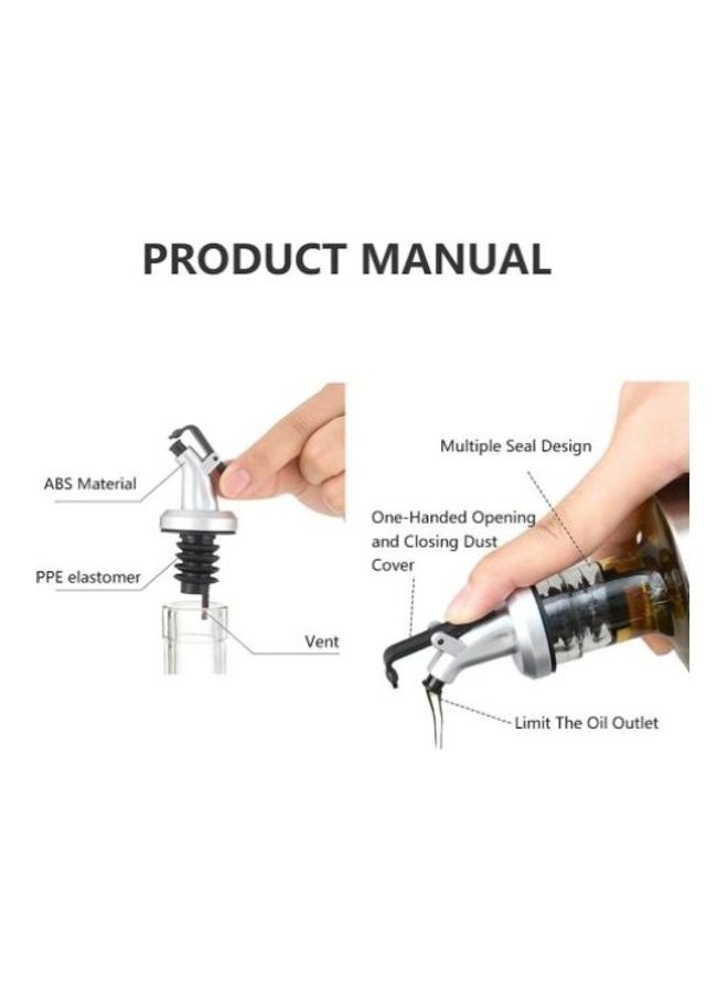 Olive Oil and Vinigar Dispenser with Lever Release Pourer Silver/Black  - Image 3