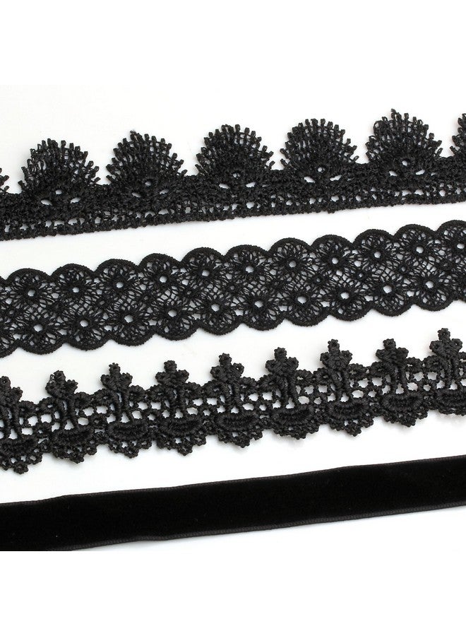 Milakoo 8 Pcs Women Black Lace Choker 1.2" Width Necklace For Women Best Gifts - Image 2