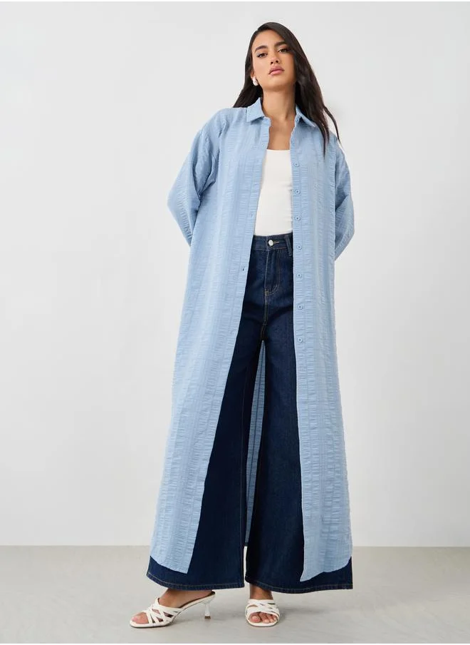 ستايلي Styli Plaid Regular Fit Maxi Kimono with Side Slits