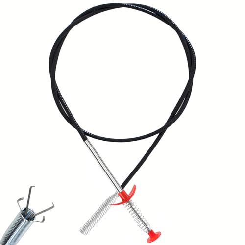 Domejo Drain Snake, Drain Clog Remover - Gutter Cleaning Tools Drain Cleaner for Toilet Sewer Shower Kitchen Bathroom Tub Clogged Drains Opener Cleaning Tool, Flexible Grabber Claw Pick Up Reacher (63 inch) - Image 1