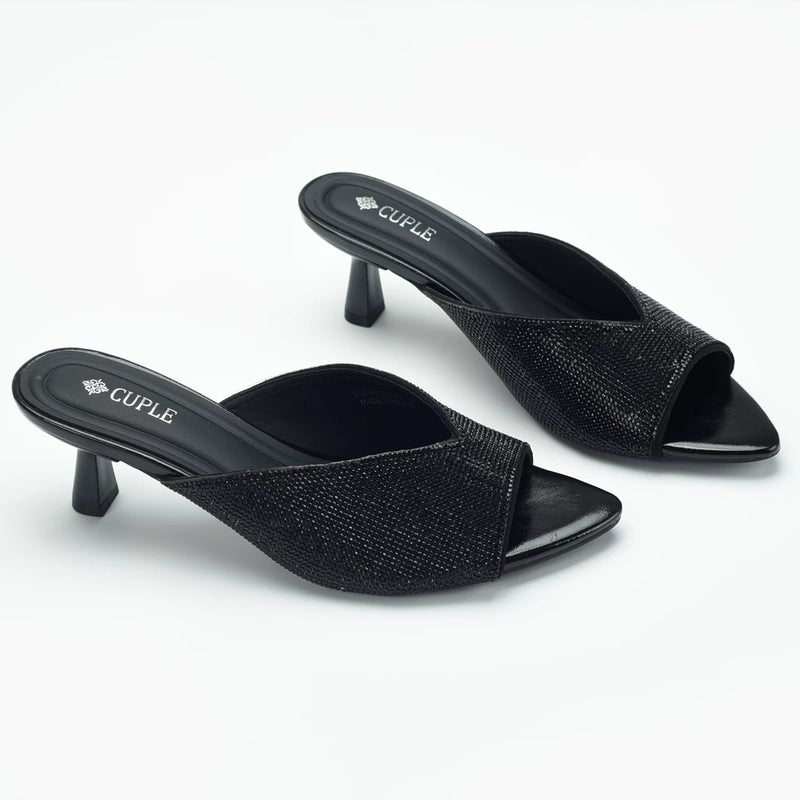 Women's Rhinestone Embellished Pointed Toe Stiletto Heel Sandals with Ankle Strap - Image 4
