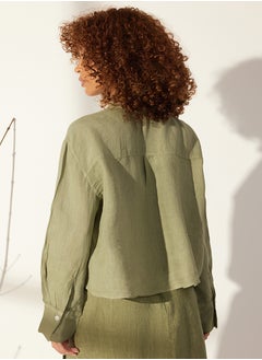 trendyol Mint 100% Linen Oversize Shirt TWOSS24GO00121  - Image 5