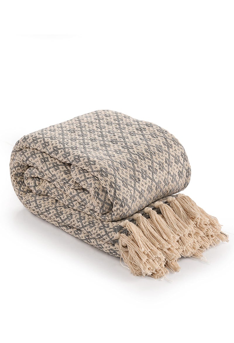 SASHAA WORLD Soft Throw Blanket | Used Both Indoor and Outdoor |Blanket for Living Room, Sofa, Bed & Chair | Grey Throw Blanket| Pack of 1, 180 x130 cm, Cotton| Reversible - Image 2