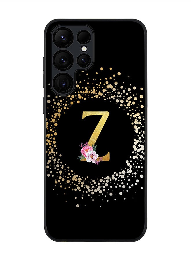 Stylizedd For Samsung Galaxy S25 Ultra 5G Case,Slim fit Camera Protection, Shockproof Thin Phone cover  - Custom Monogram Floral - Z ( Black )