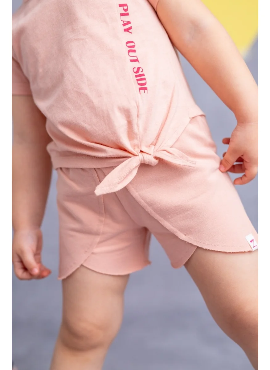 Zeyland Baby Girl Powder Elastic Waist Asymmetric Cut Shorts (9MONTH-4YEARS)