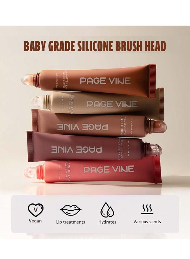 PAGE VINE Lip Butter Balm - Lip Conditioning Lip Mask and Lip Balm for Instant Moisture, Shine and Hydration - Sheer-Tinted, Soothing Lip Care #05 - Image 5