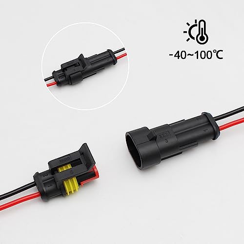 LEDLightsWorld Waterproof Electrical Connector 1.5mm Series Terminal Wire Connectors Plug 2 Pin Way Automotive with for Wire 20AWG Marine for Car, Truck, Boat, 6 Pack - Image 2