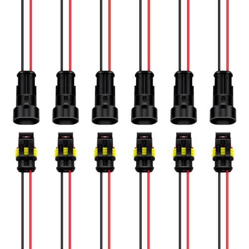 LEDLightsWorld Waterproof Electrical Connector 1.5mm Series Terminal Wire Connectors Plug 2 Pin Way Automotive with for Wire 20AWG Marine for Car, Truck, Boat, 6 Pack - Image 1