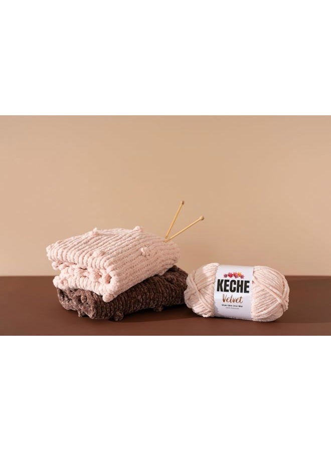 Keche Velvet Yarn for Crocheting, Soft Chenille Bulky Baby Blanket Amigurumi Yarn 100 gr (132 yds) - Baby Pink - Image 5
