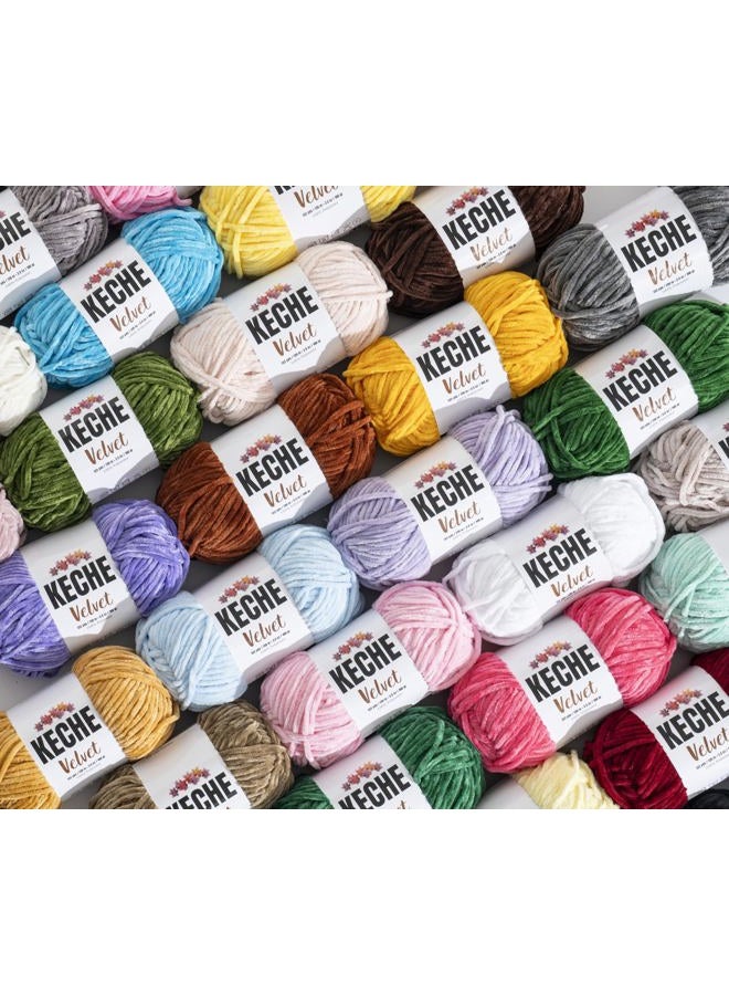 Keche Velvet Yarn for Crocheting, Soft Chenille Bulky Baby Blanket Amigurumi Yarn 100 gr (132 yds) - Baby Pink - Image 3