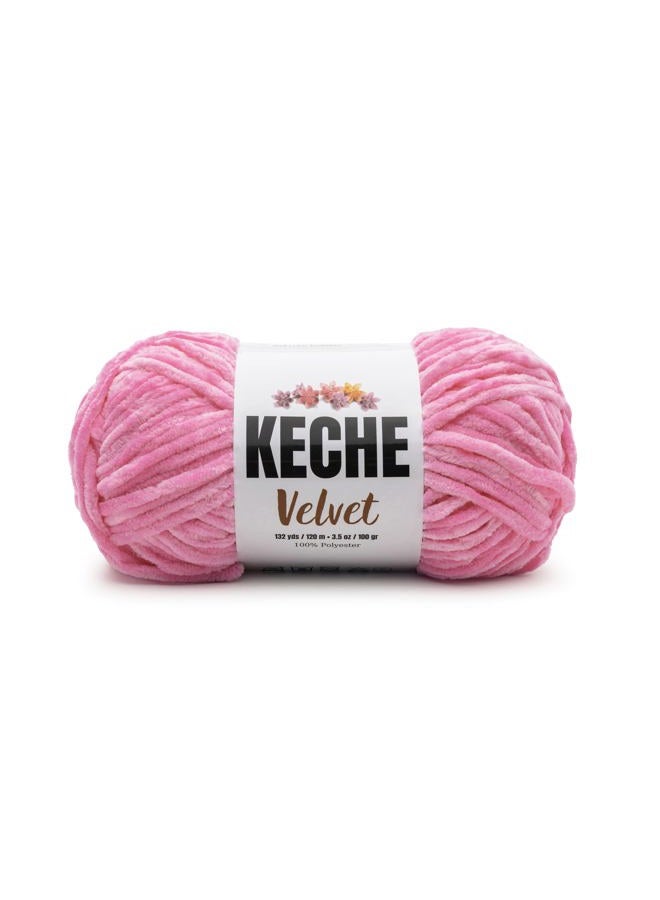 Keche Velvet Yarn for Crocheting, Soft Chenille Bulky Baby Blanket Amigurumi Yarn 100 gr (132 yds) - Baby Pink - Image 1