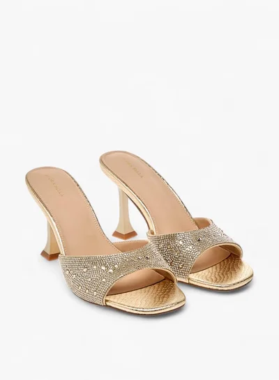 Flora Bella By Shoexpress Women Embellished Slip-On Sandals with Flared Heels