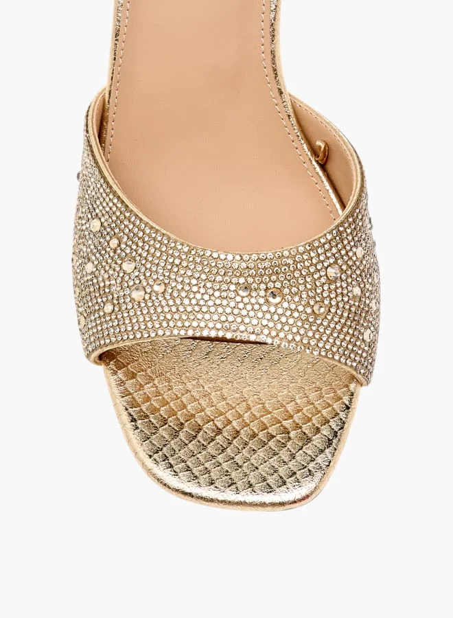 Flora Bella By Shoexpress Women Embellished Slip-On Sandals with Flared Heels