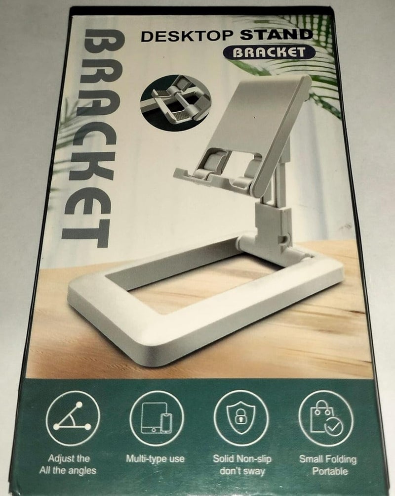 حامل مكتبي قابل للتعديل والطي للهاتف المحمول - أبيض، بوليستر 2982