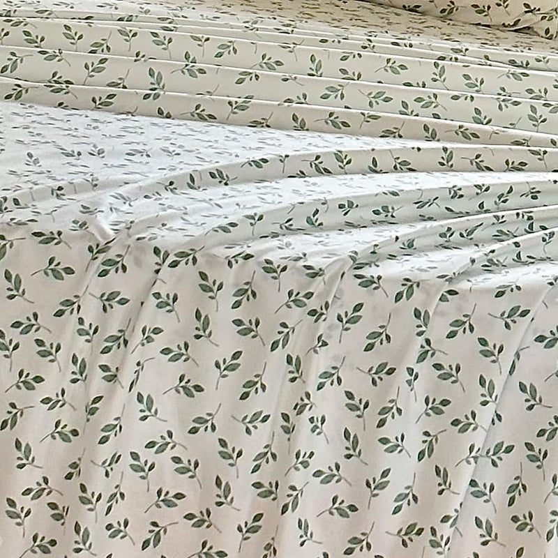 HYPREST Green Leaf Sheets Queen, Deep Pocket Sheets, 1800 Thread Count Leaf Bed Sheets Soft Breathable Cute Aesthetic Shabby Chic Bed Sheets, Oeko-Tex Certificated- Up to 18 Inch - Image 5