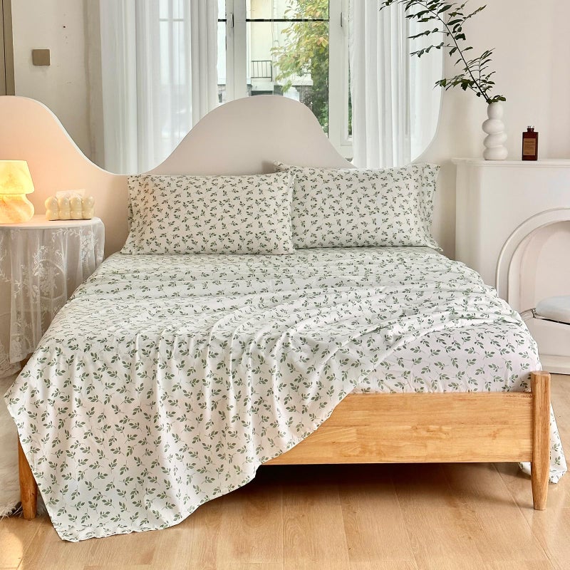 HYPREST Green Leaf Sheets Queen, Deep Pocket Sheets, 1800 Thread Count Leaf Bed Sheets Soft Breathable Cute Aesthetic Shabby Chic Bed Sheets, Oeko-Tex Certificated- Up to 18 Inch - Image 2