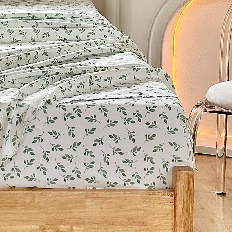 HYPREST Green Leaf Sheets Queen, Deep Pocket Sheets, 1800 Thread Count Leaf Bed Sheets Soft Breathable Cute Aesthetic Shabby Chic Bed Sheets, Oeko-Tex Certificated- Up to 18 Inch - Image 4