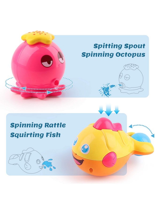 iPlay, iLearn Baby Bath Toys w/ Organizer, Water Squirting Octopus, Wind Up Swimming Turtle, Bathtub & Shower, Stacking Cups, Gift for 6, 9, 12, 18 Months 1, 2, 3 Years, Toddlers, Girls, Boys & Kids - Image 2