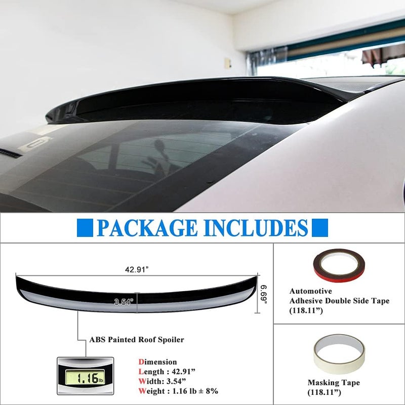 Rolling Gears Q50 Rear Window Roof Spoiler for 2014-2024 Infiniti Q50 Sedan - Gloss Black ABS - Image 5