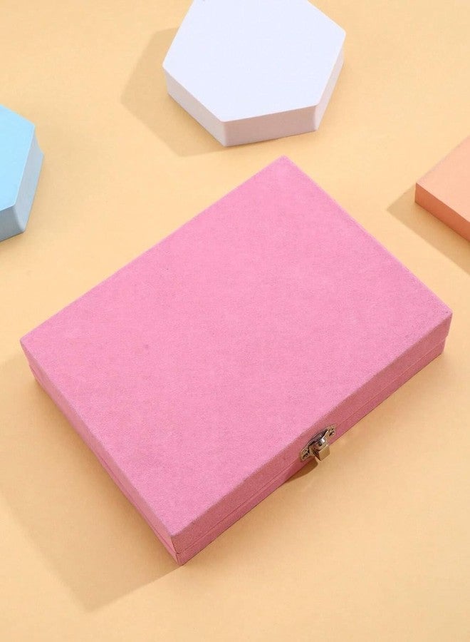 MERISH Velvet Jewelry Box with Glass Top, Multi-Compartment Storage Display Case (PINK) - Image 4