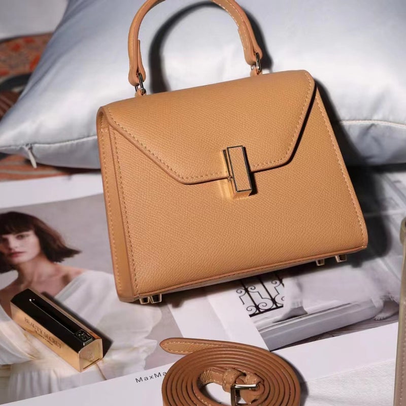 2023 New Elegant Genuine Leather Small Square Bag Palm Print Cowhide Simple Handbag Fashionable All-Match Crossbody Shoulder Bag - Image 2