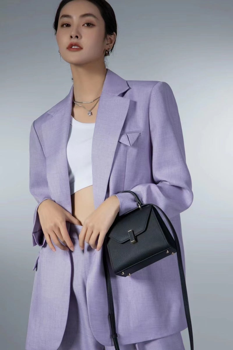 2023 New Elegant Genuine Leather Small Square Bag Palm Print Cowhide Simple Handbag Fashionable All-Match Crossbody Shoulder Bag - Image 1
