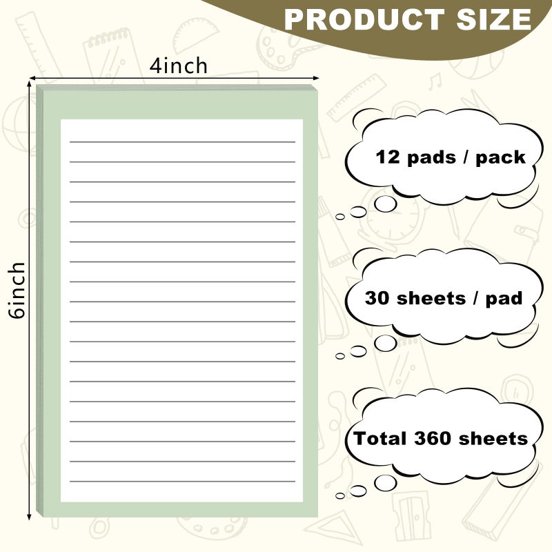 Utron 12 Pack Lined Sticky Notes, 4x6 in Post Sticky Notes with Lines, 6 Different Colour Sticky Note Pads for Office, School, Home Desks and More - Image 2