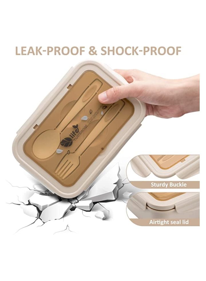 Bento Box, 3 Compartments 1402ml Lunch Box For Kids and Adults with Reusable Spoon Fork - Image 3