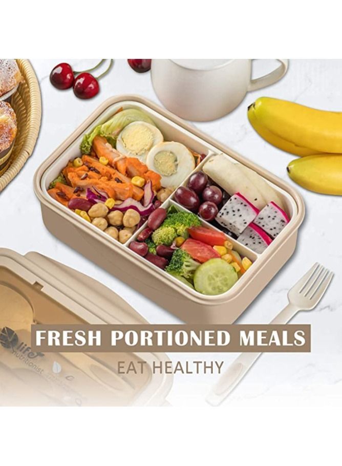 Bento Box, 3 Compartments 1402ml Lunch Box For Kids and Adults with Reusable Spoon Fork - Image 5