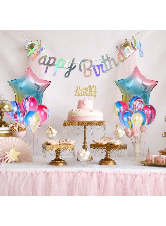 Rainbow 10Th Birthday Decorations For Girls Double Digits Birthday Party Decorations Banner Number 10 Balloon Star Balloons - Image 4