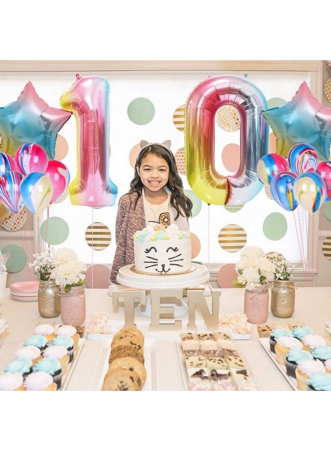 Rainbow 10Th Birthday Decorations For Girls Double Digits Birthday Party Decorations Banner Number 10 Balloon Star Balloons - Image 3