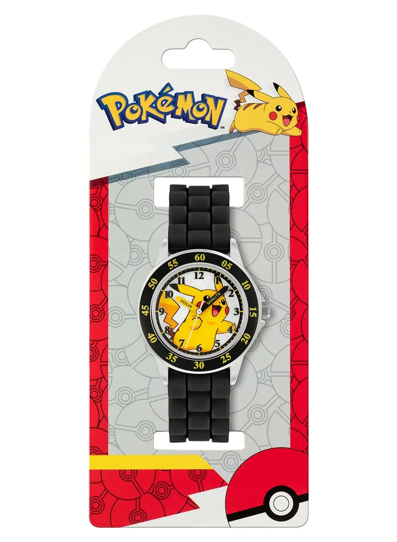 Pokemon Pokémon Black Silicone Strap Time Teacher Watch For Boys - POK9048ARG