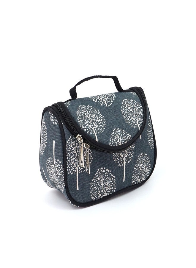 Ayaha Floral Print Cosmetics Pouch Makeup Pouch Vanity Case Jewellery Pouch Stationery Pencil Case Travel Organiser Travel Pouch Bridal Gift (Grey) - Image 1