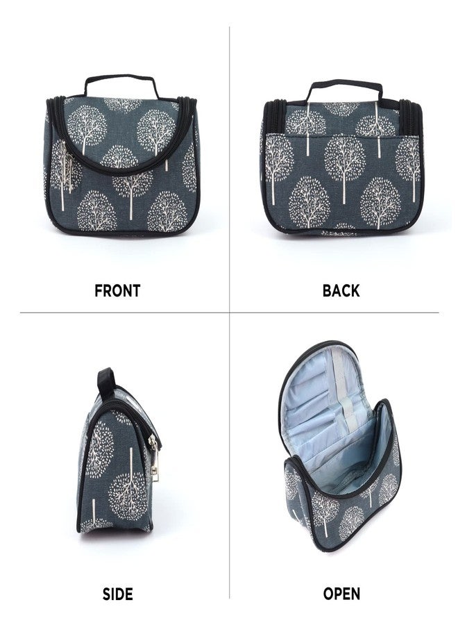 Ayaha Floral Print Cosmetics Pouch Makeup Pouch Vanity Case Jewellery Pouch Stationery Pencil Case Travel Organiser Travel Pouch Bridal Gift (Grey) - Image 3