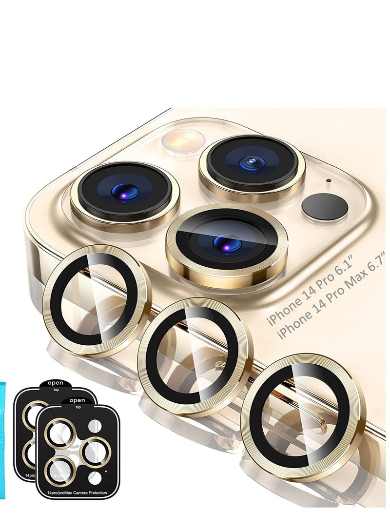 ELTRAZONE [3+3PCS] for iPhone 14 Pro - iPhone 14 Pro Max Camera Lens Protector, 9H Tempered Glass Camera Cover Screen Protector Metal Individual Ring for iPhone 14 Pro 6.1 inch /14 ProMax 6.7 inch 2022 - Image 1
