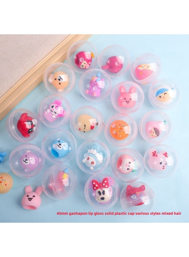 Spot 45mm Transparent Gashapon 2 Yuan Coin-Operated Gashapon Machine Cartoon Lip Gloss Cap Gashapon Gashapon Blind Box Toy Batch-Color:45mm Small Doll Gashapon Mixed Hair - Image 3