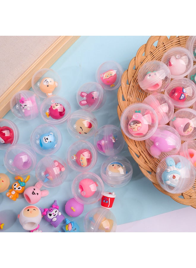 Spot 45mm Transparent Gashapon 2 Yuan Coin-Operated Gashapon Machine Cartoon Lip Gloss Cap Gashapon Gashapon Blind Box Toy Batch-Color:45mm Small Doll Gashapon Mixed Hair - Image 5
