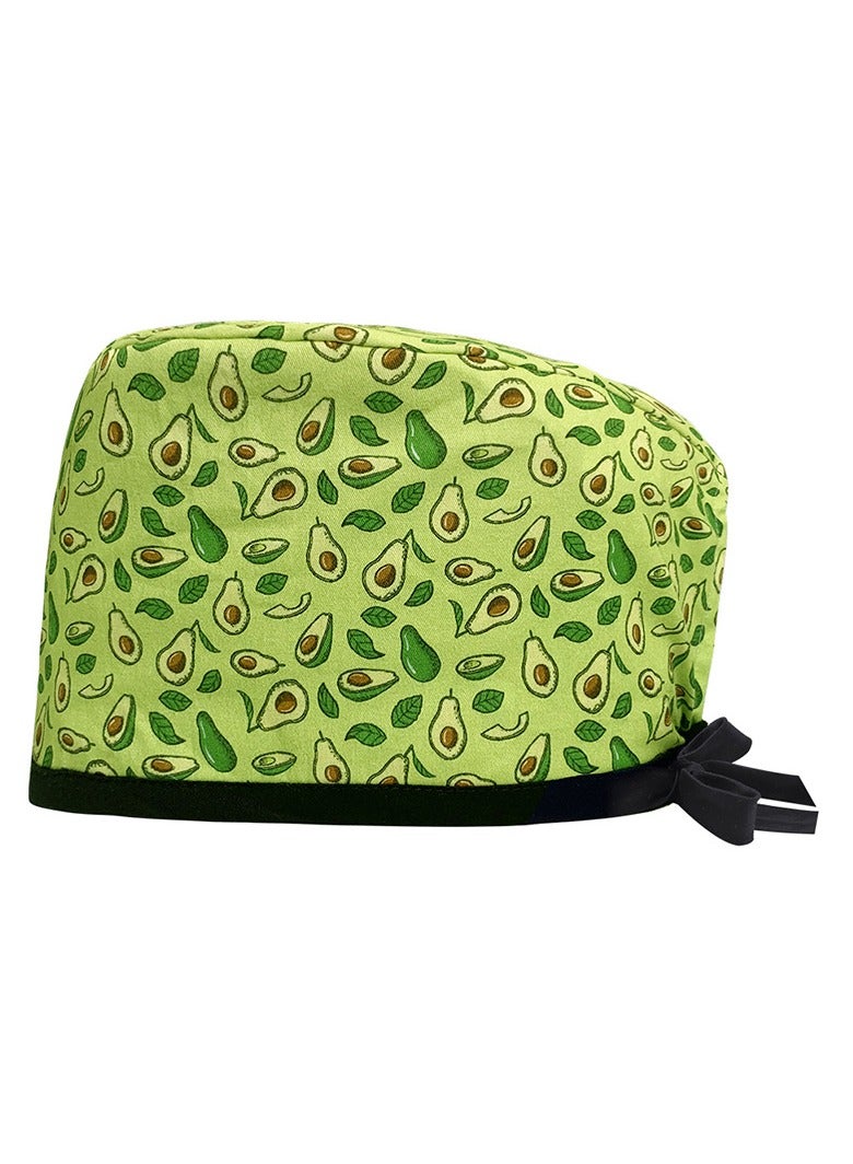 KUYING Cotton Printed Surgical Cap Strap Adjustable Medical Work Cap