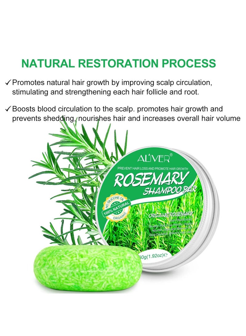 ALIVER 60g Natural Rosemary Shampoo Bar Rosemary Oil Shampoo Bar for Hair Growth Solid Shampoo Soap Deep Cleansing Hair Shampoo Anti Hair Loss Smooth Hair Strengthen Hair Nourish Scalp Organic Solid Shampoo  - Image 5