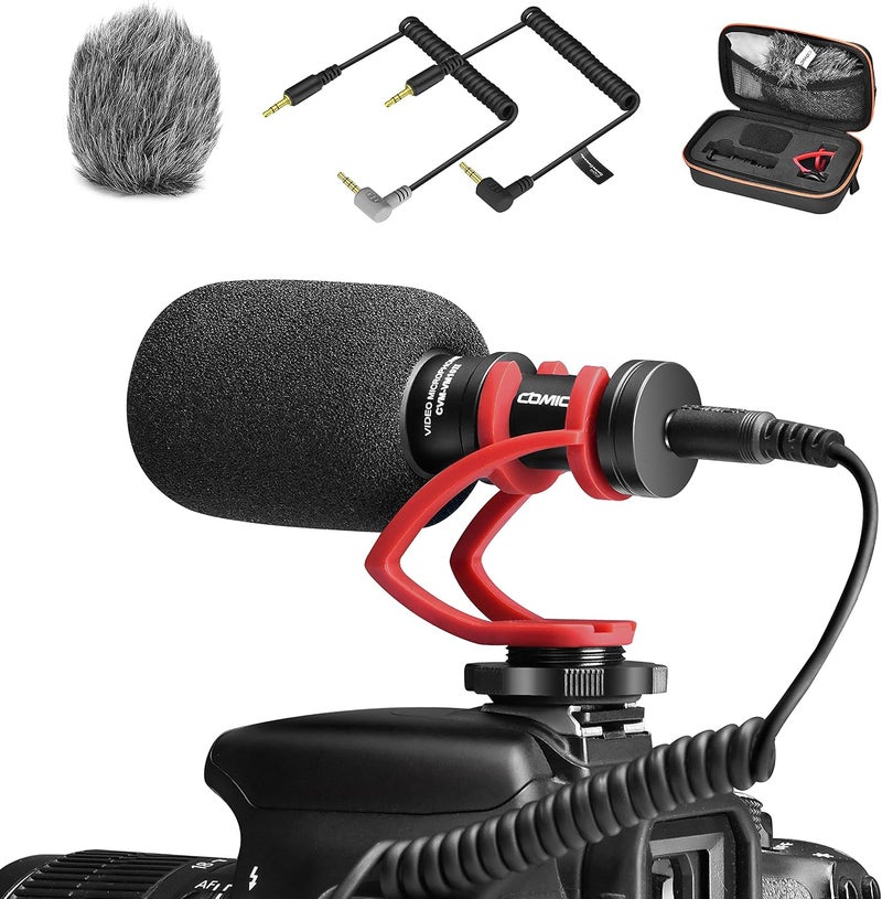 COMICA CVM-VM10II Video Shotgun Microphone with Shock Mount and Wind Muff for DSLR Cameras and Smartphones - Image 1