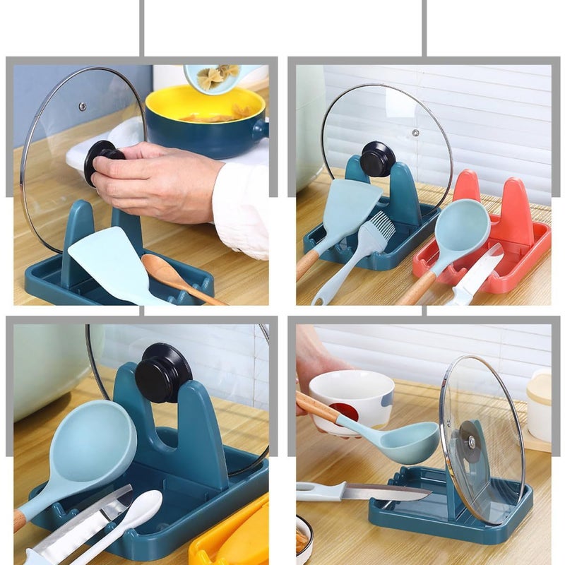 3pcs Foldable Pan Lid Rack Spoon Rest Multicolor Kitchen Countertop Storage - Image 4