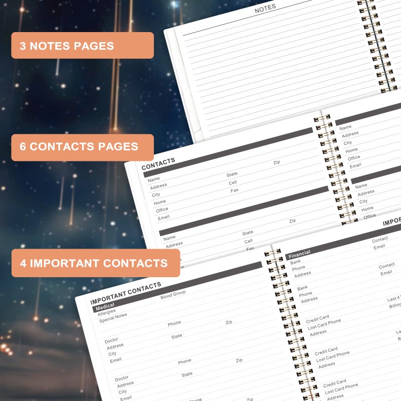 Journaltastic Monthly Planner 2026-2028 - 2 Year Planner 2026-2028, Jul.2026 - Jun.2028, 9" x 11", Calendar Planner, 24 Month Calendar with Tabs, Twin-wire Binding + Back Pocket - Galaxy - Image 5