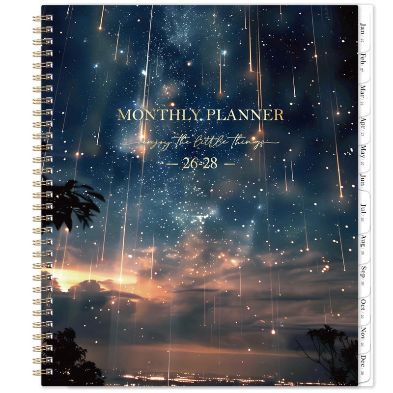 Journaltastic Monthly Planner 2026-2028 - 2 Year Planner 2026-2028, Jul.2026 - Jun.2028, 9" x 11", Calendar Planner, 24 Month Calendar with Tabs, Twin-wire Binding + Back Pocket - Galaxy - Image 1