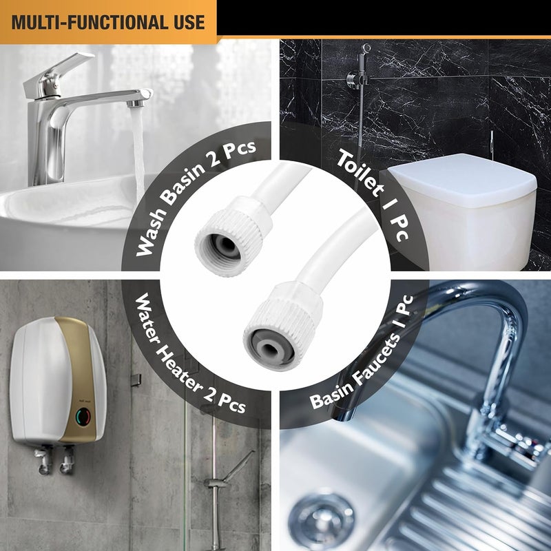 LUVBATH FITTING 6-Inch (15 cm) PTMT Connection Pipe | White | Leakproof Hose for Hot & Cold Water | Kitchen, Bathroom, Toilet, Sink & Geyser | Pack of 4, 6-Inch (15 cm) - Image 3