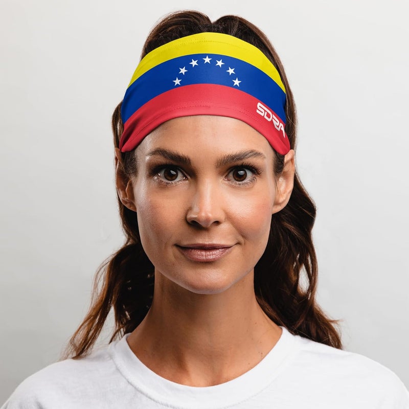 Suddora Country Flag Headbands, Wide National Flag Headbands for Sports Events, Non-Slip Fabric Sweatbands for Soccer, Tennis, Workout, Costume - Image 2