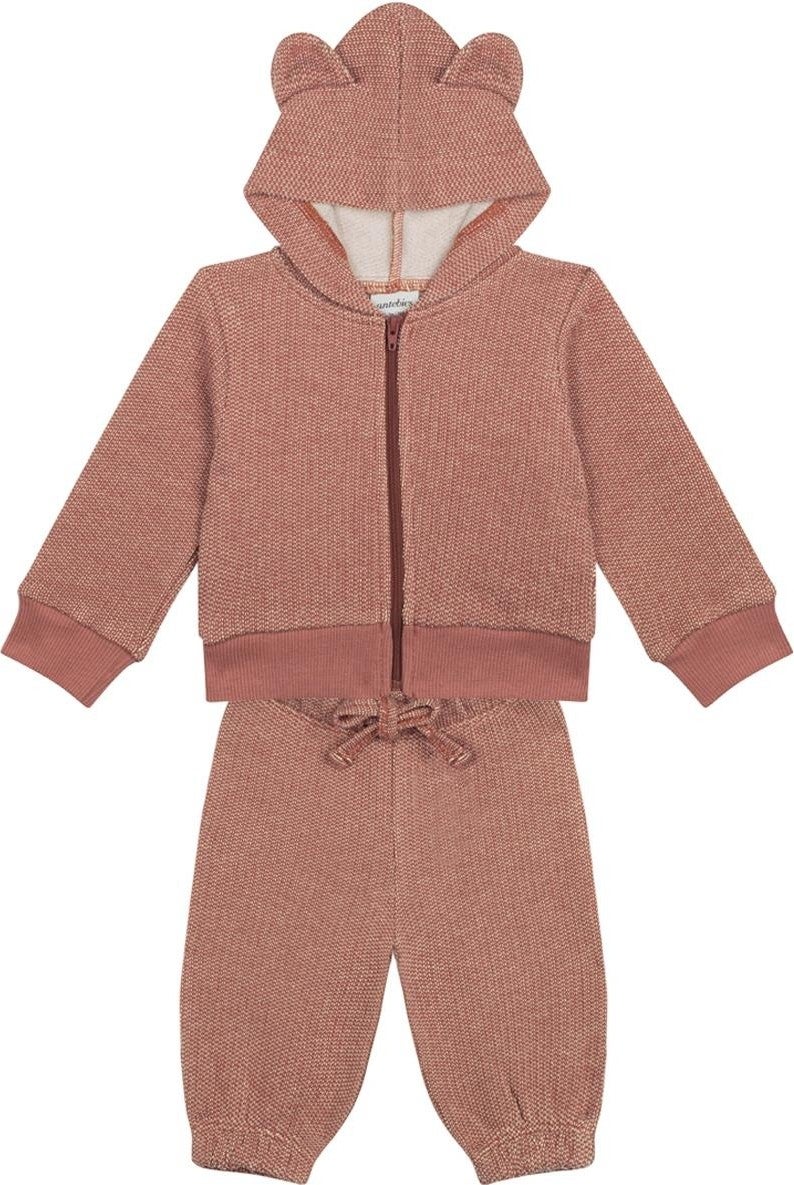 Antebies Orange Futter Bear Ears Sweatshirt Pants Set  - Image 1