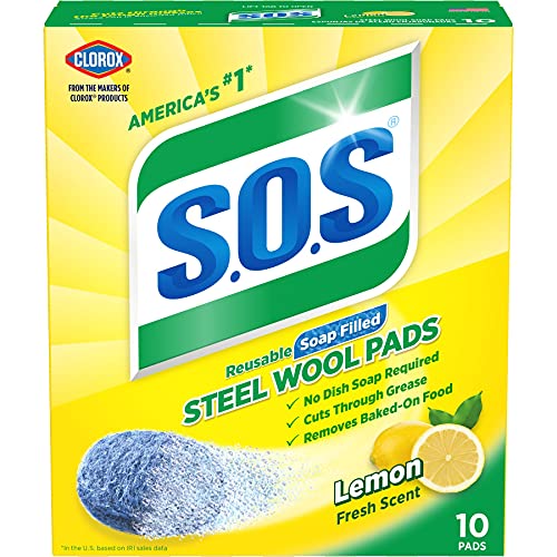 S.O.S Steel Wool Soap Pads, Lemon Fresh, 10 Count - Image 1