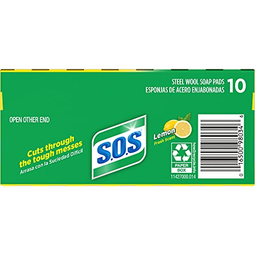 S.O.S Steel Wool Soap Pads, Lemon Fresh, 10 Count - Image 4