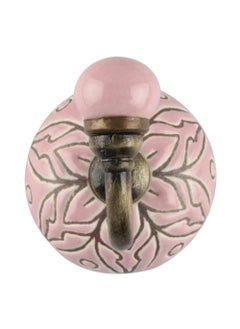 Indian-Shelf IndianShelf Handmade Ceramic Amaryllis Etched Wall Hooks Hangers Holders 878 cm Pink 1 Piece WWH5441  - Image 2