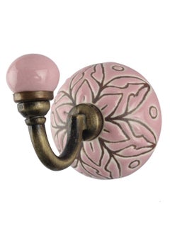 Indian-Shelf IndianShelf Handmade Ceramic Amaryllis Etched Wall Hooks Hangers Holders 878 cm Pink 1 Piece WWH5441  - Image 1
